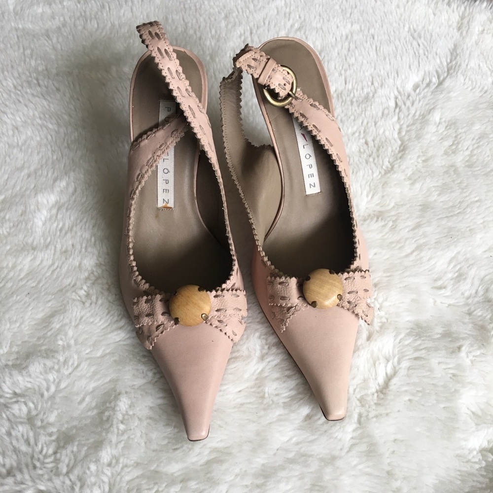 New Pura Lopez Leather Sling Back Point Shoes 36